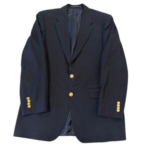 Lauren Ralph Lauren Navy Blue Wool Blazer Gold Golf Crest Buttons Men's 42T Tall